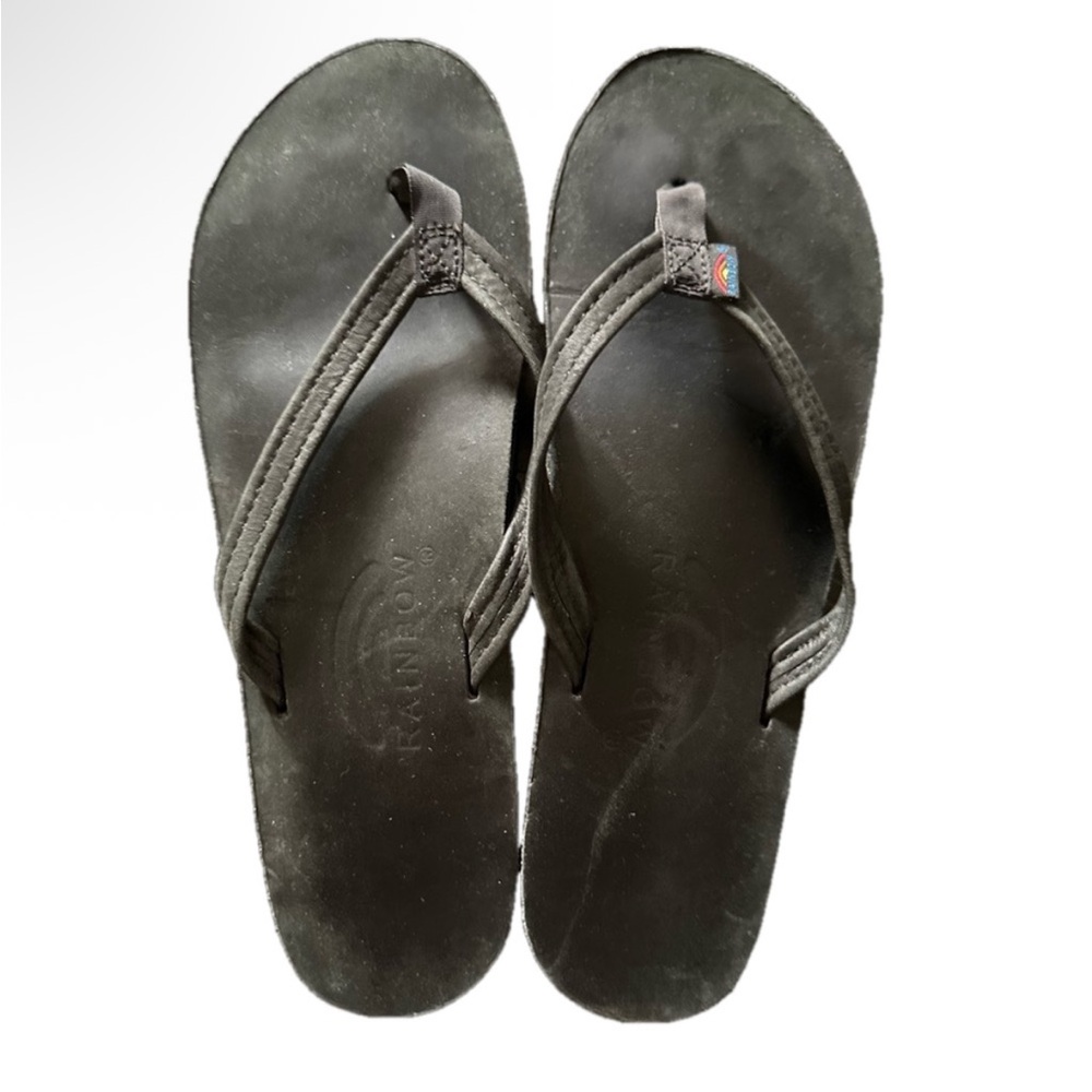 Rainbow Leather Double Layer Charcoal Flip Flops,… - image 1